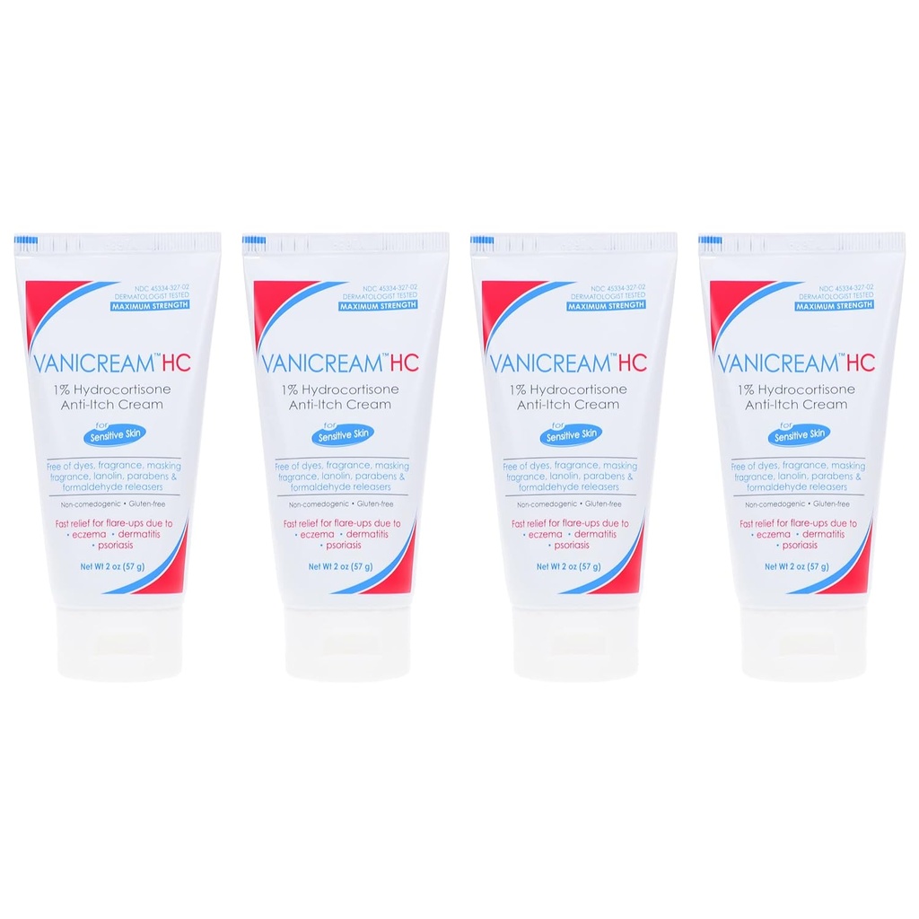 Vanicream HC 1% Hydrokortison Anti-Itch Cream - 2 oz, Pakke med 4