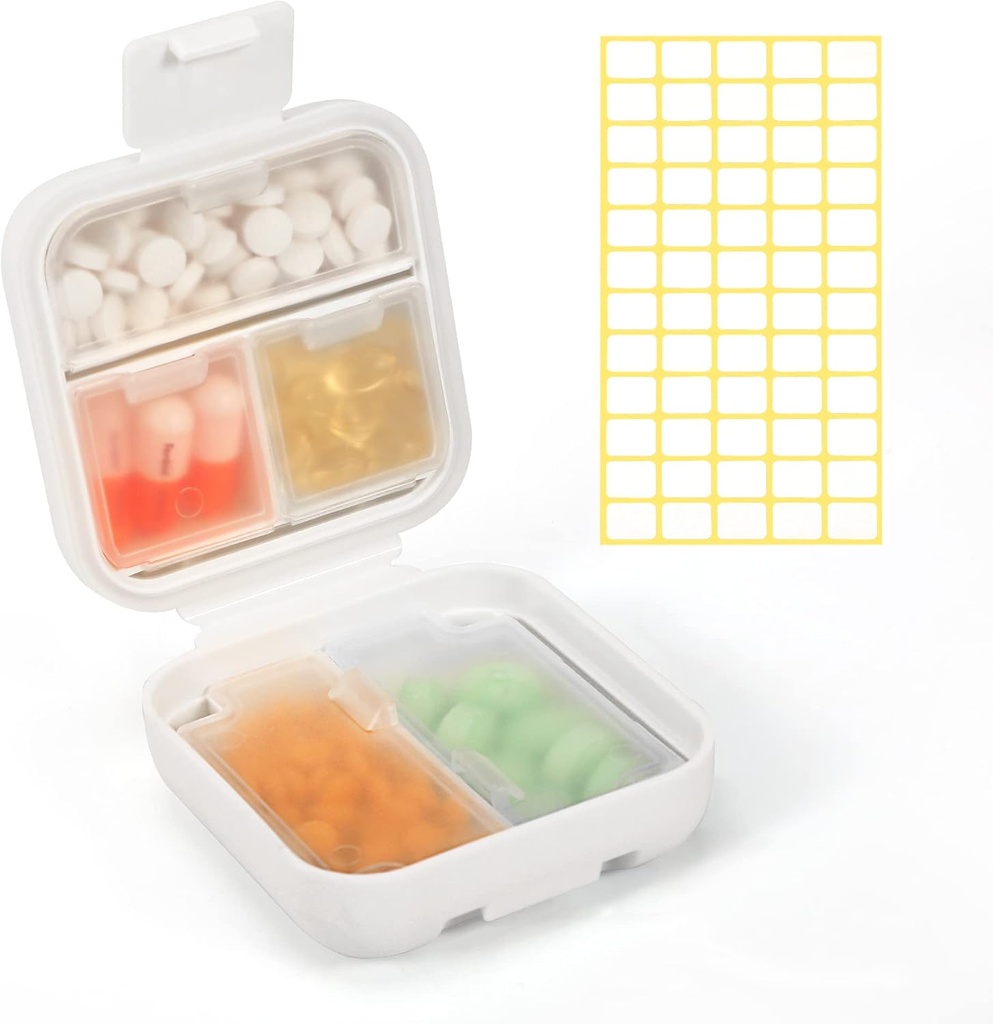 Dynippy Daily Pill Organizer 5 Sammenligninger Bærbar Moisture bevis liten pille tilfelle for Pocket Purse reise piller boks bærbar medisin Vitamin Fish Oil Holder Container (hvit)