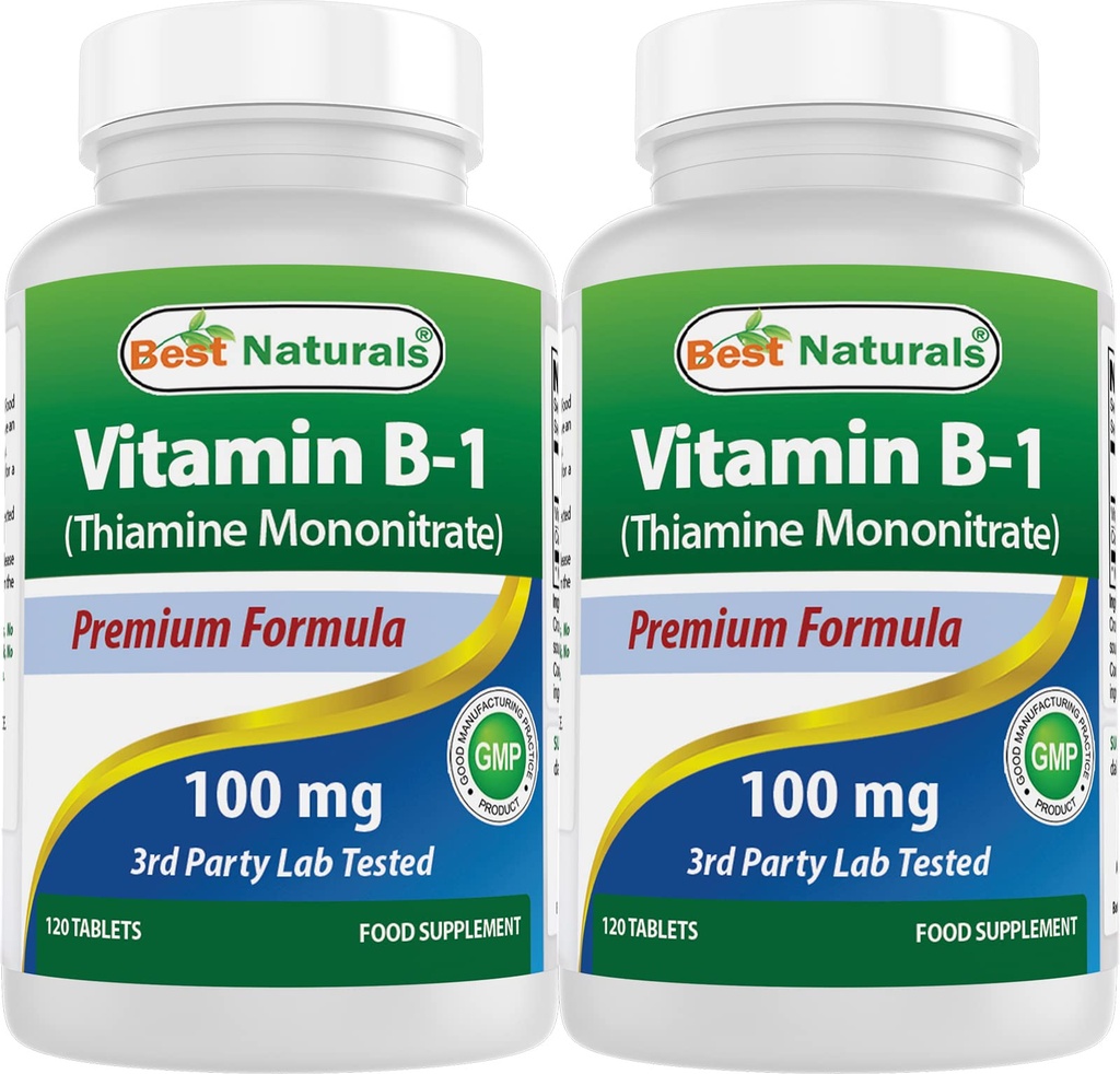 Best Naturals Vitamin B1 som Thiamin Mononitrat 100 mg 120 tabletter (120 greve (pakke på 2))