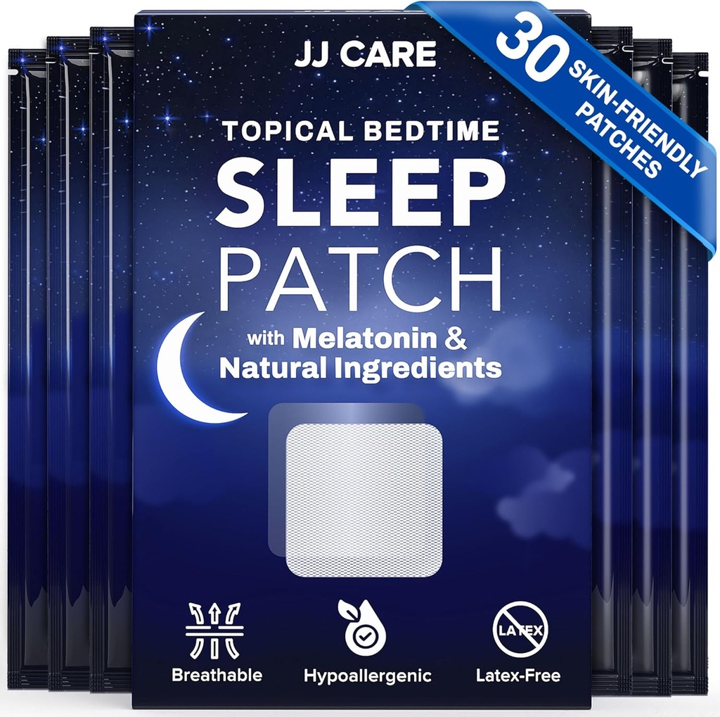 JJ CARE søvnpatcher 30 PCS, søvnhjelp for voksne ekstra styrke, naturlig og toksinfri søvnpatch, melatonin patch for daglig bruk, melatonin naturlig patch for søvnstøtte