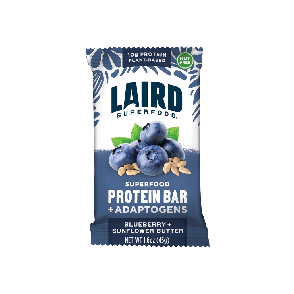 Laird Superfood Funksjonell Protein Bars, Protein Bar, men bedre med ekte ingredienser, Funksjonell moskrooms 10g Plantebasert Protein, 6g Fiber, Blåbær Solflower Butter, 10 Count (Pack of 1)