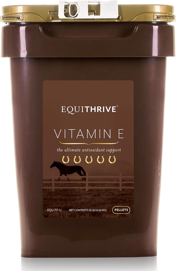 Equithrive Vitamin E Pellets for hester med Omega 3, Antioksidant Støtte, Equine produkter og forsyninger, 10 lbs