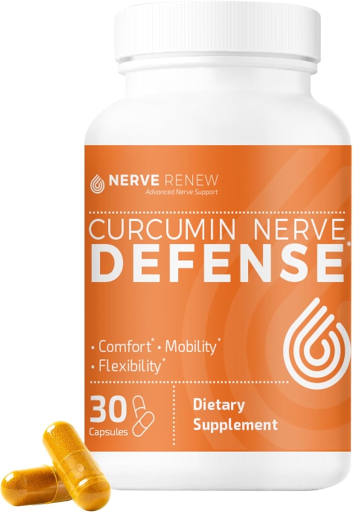 NERVE Curcumin Nerve Forsvar med Meriva Curcumin Phytosom for komplett Nerve Nourishment og komfort - Optimert Curcumin med svart pepper ekstrakt - 30 kapsler