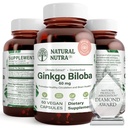Naturlig Nutra Ginkgo Biloba, forbedrer sirkulasjon til hjernen og øker hukommelsen, øker oksygenflyten og forsterker hjernefunksjonen, støtter nerve helse, vegansk og glutenfri, (60) kapsler