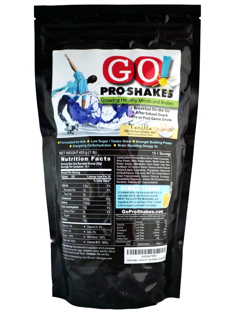 GO Pro Shakes – Protein Powder Smoothie for barn og tenåringer – Sunn Snack – Ingen lagt sukker – støtter vekst og styrke – Cready Vanilla Flavor