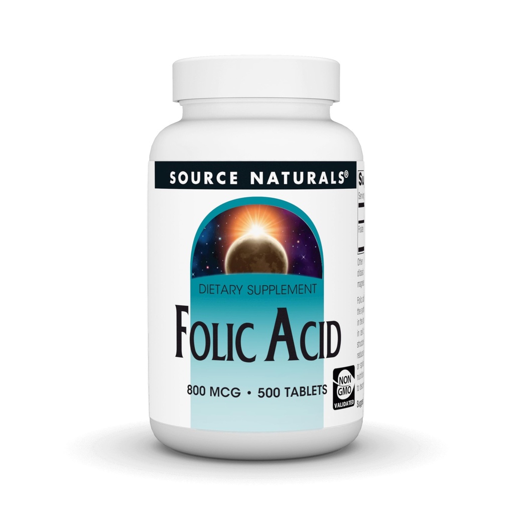 Kilde Naturals Folic Acid 800 mikrog Kosttilskudd - 500 tabletter