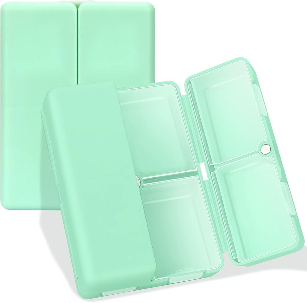 FYY Daily Pill Organizer, 7 Compartments Portable Pill Case Reisepill Organizer,[Folding Design] Pill Box for Purse Pocket å holde vitaminer, Cod Liver Oil,Supplements og Medisinering-Green