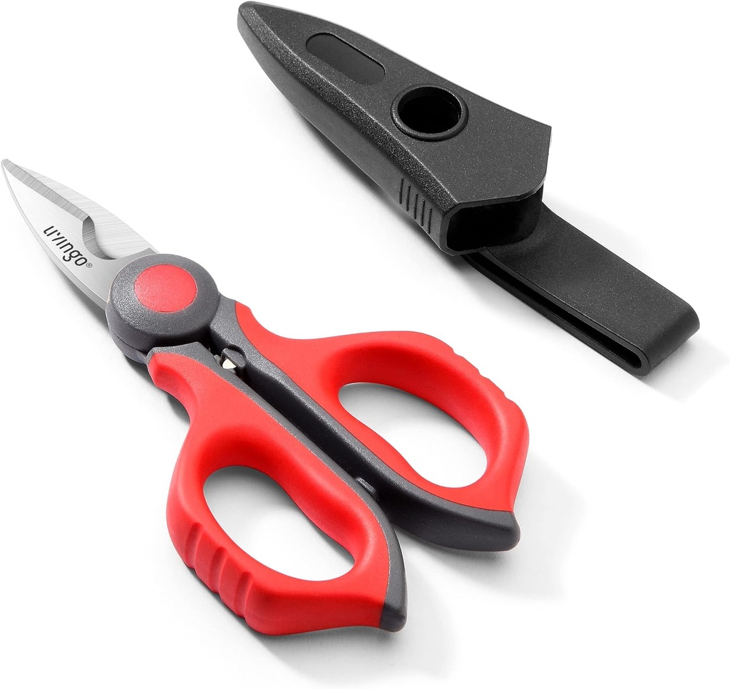 LIVINGO Elektriske Scissors: 6 tommers Sharp Heavy Duty Wire Shears - rustfritt stål servert Notch Blade med belte Clip, Stripper Fiber Optic, crimping Aluminium kobber myk kabellinje