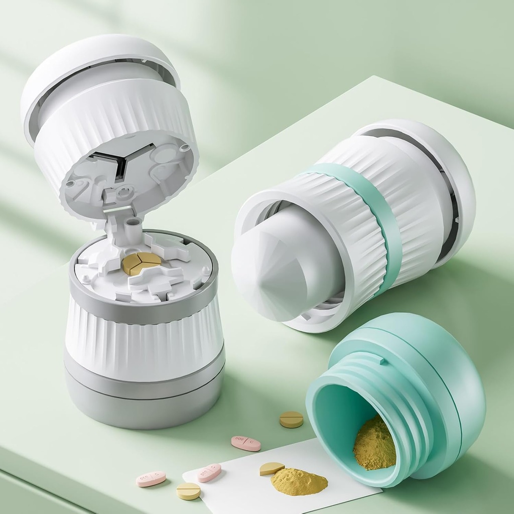 Pill Cutter - Pill Splitter med rustfritt stål Blade for å skjære små piller eller store piller i en tredje, Pill Cutter 1/3, egnet for kutte vitaminer, tabletter (1-3 Grå)