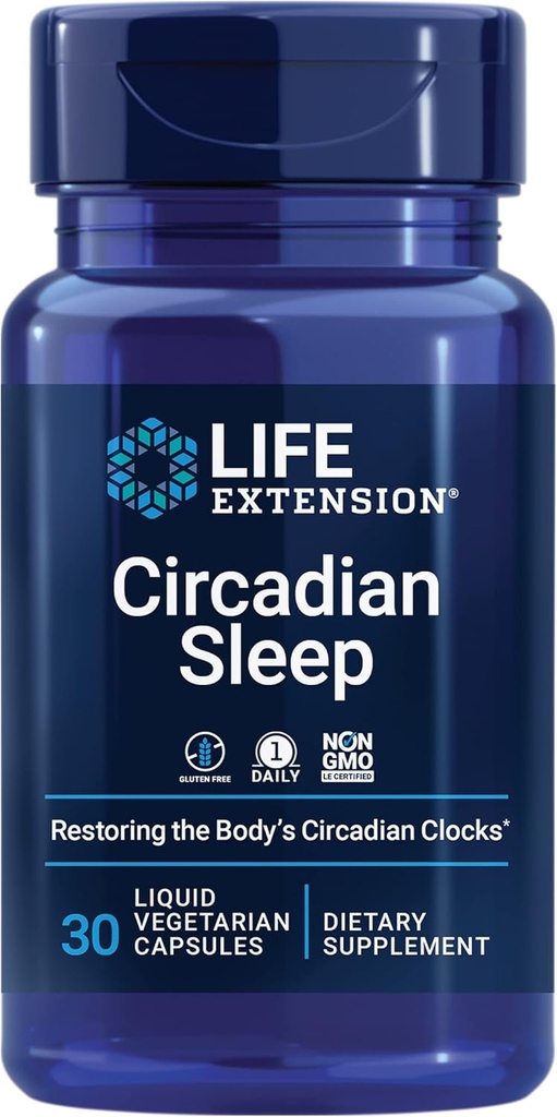 Livsforlengelse Circadian Sleep, nobiletin Citrus Extract, søvnstøtte, søvn helse, gjenopprette kroppens søvn-Wake syklus, 1,5 mg melatonin, glutenfri, ikke-GMO, vegetarisk, 30 flytende kapsler
