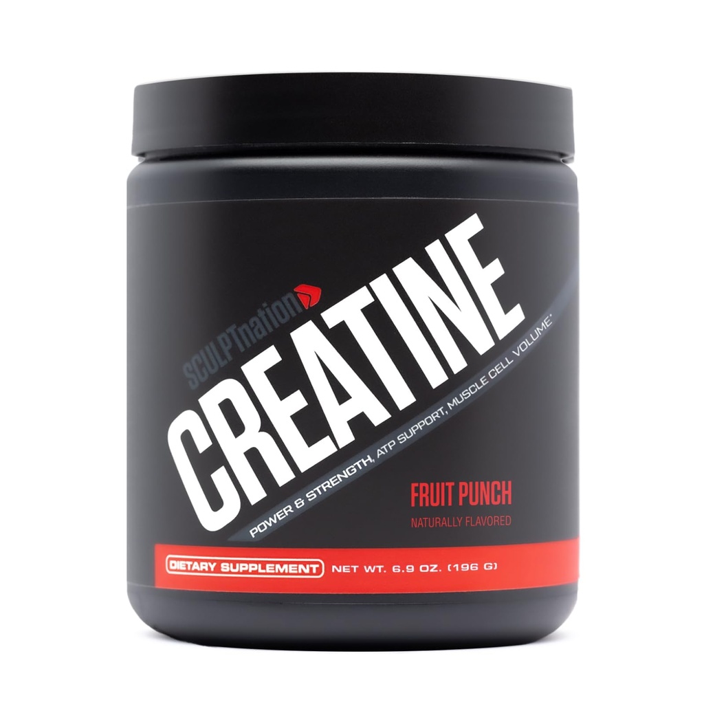 Sculpt Nation by V Shred Creatine - Premium Kreatin Monohydrat pulver for å støtte muskler, energi og hjernefunksjon, Fruit Punch Flavored Creatine - 30 Serveringer