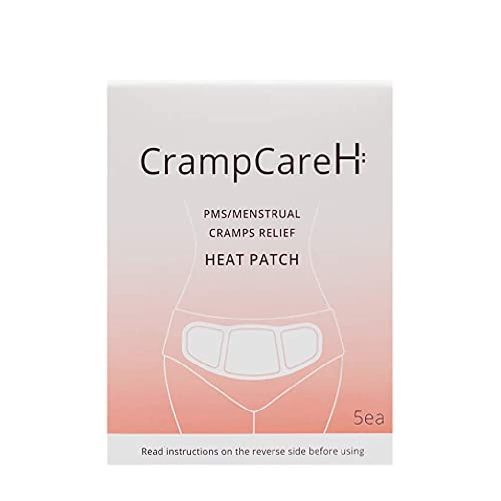 (5 Patches) CrampCareH PMS/Menstrual Cramps Relief Heat Patch med brede vinger, FDA registrert