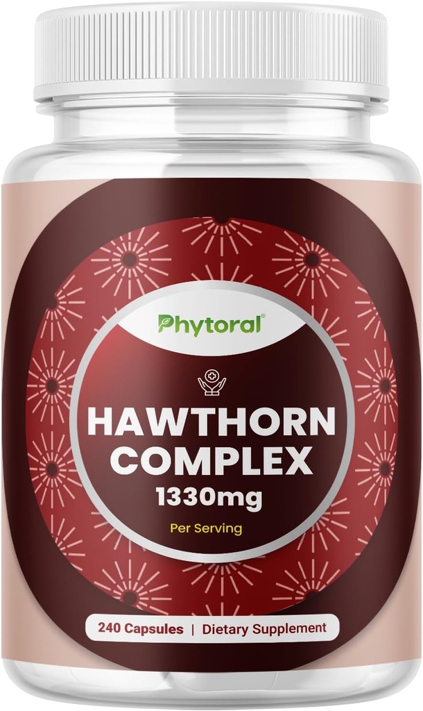 Høy styrke Hawthorn Berry Capsules - ren antioksidant Hawthorn Berry Supplement med blad & blomst ekstrakt 4:1 for sunn hjerte og digestion - energi støtte for menn og kvinner - 240 Count Pack