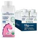 KATE FARMS Organic Pediatric Peptide 1.5 Formula, Vanilla, Sole-kilde Hydrolysert Plantebasert ernæring for oral eller tube fôring, 8.45 oz (12 pakke)