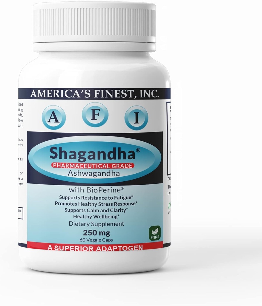 AFI Shagandha |Pure Ashwagandha Root Extract |Once daglig | Kapsler 250 mg | BioPerine for absorpsjon | Supplement for Adrenal tretthet, ro og klarhet | kvinner og menn