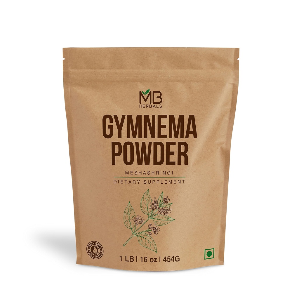 MB Herbals Gymnema Leaf pulver 1 lb / 16 oz | 454 gram | Meshashringi pulver | Gymnema Sylvestre