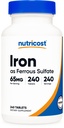 Nutricost Iron (As Ferrous Sulfate) 65 mg, 240 tabletter - Ikke-GMO, Glutenfri