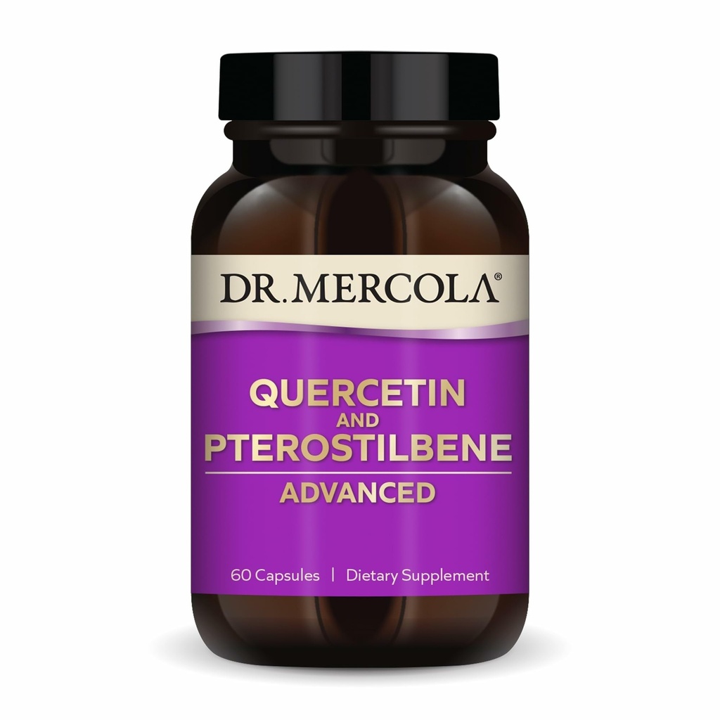 Dr. Mercola Quercetin & Pterostilbene Advanced - Støtter åndedrett og immun helse - 500 mg Quercetin - høy tilgjengelighet formel - ikke-GMO, Glutenfri og soya gratis - 60 kapsler (30 porsjoner)