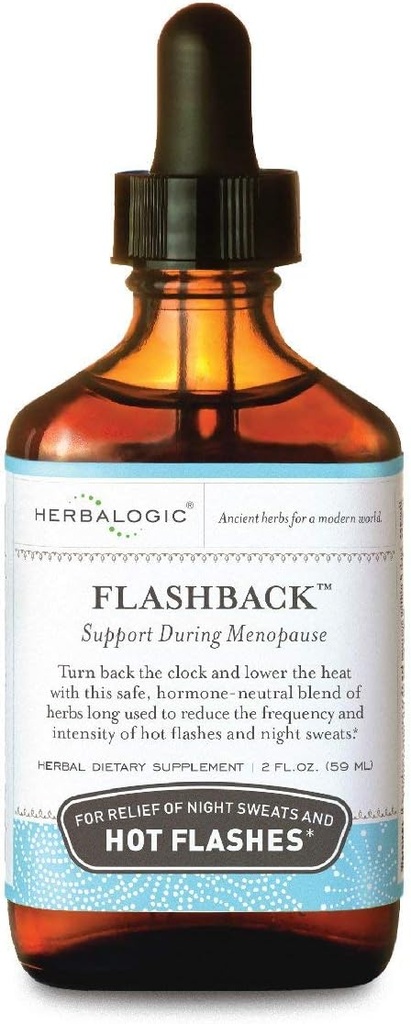 Herbaological - Flashback flytende urter - Naturlig lindring for Menopausal Hot Flashes, nattsviter, søvnløshet, irritabilitet og humørsvingninger - 2 fl. Oz.