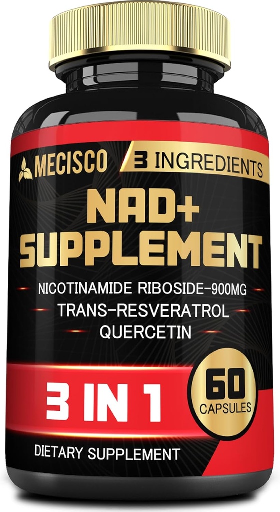 3in1 NAD + Supplement 1200Mg - Nikotinamid Riboside med Trans Resveratrol & Quercetin - Cellular Activity, Immune, Aging Health - 60 greveforsyning i 30 dager