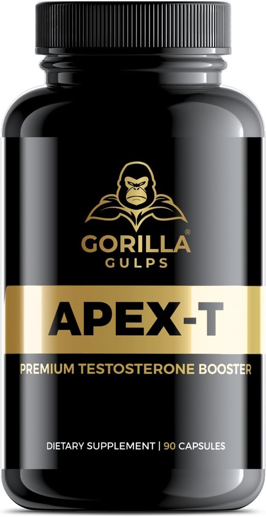Gorilla Gulps | Apex-T | Premium Testosteron Booster | Testofen® Fenugreek, LJ100® Tongkat Ali | klinisk bevist | Max styrke mannlig forsterkning formel | 90 kapsler