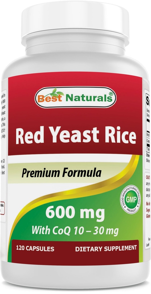 Best Naturals Red Yeast Rice med CoQ10, 120 kapsler - Cardiovaskulær formel inneholder 600 mg rød yeast Rice ans 30 mg CoQ10