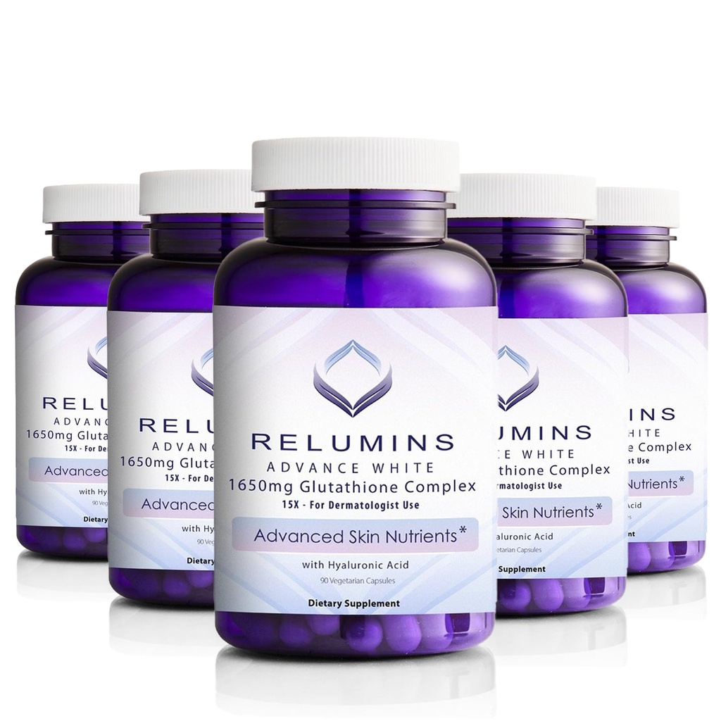 L-Glutathione Complex 1650mg - Antioksidant støtte med Alpha Lipoic Acid, NAC, L-metionin, vitamin E, Hud Helse Supplement, laget i USA - 90 Vegetariske kapsler x 5 flasker