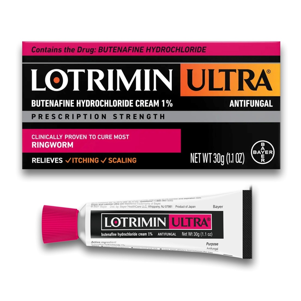 Lotrimin Ultra Ringorm Krem, Butenafine Hydrochlorid 1%, Effektiv antifungal behandling av de fleste Ringorm, 1.1 Ounce (30 gram)