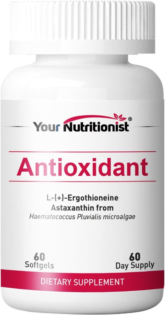 Antioksidant Softgel - Astaxanthin fra Algae, Ergothioneine - 60 greve, 60 dagers forsyning