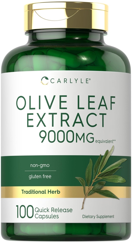 Carlyle Olive Leaf Ekstrakt Kapsler | 9000mg | 100 greve | Ikke-GMO, Glutenfri | høy styrke Supplement