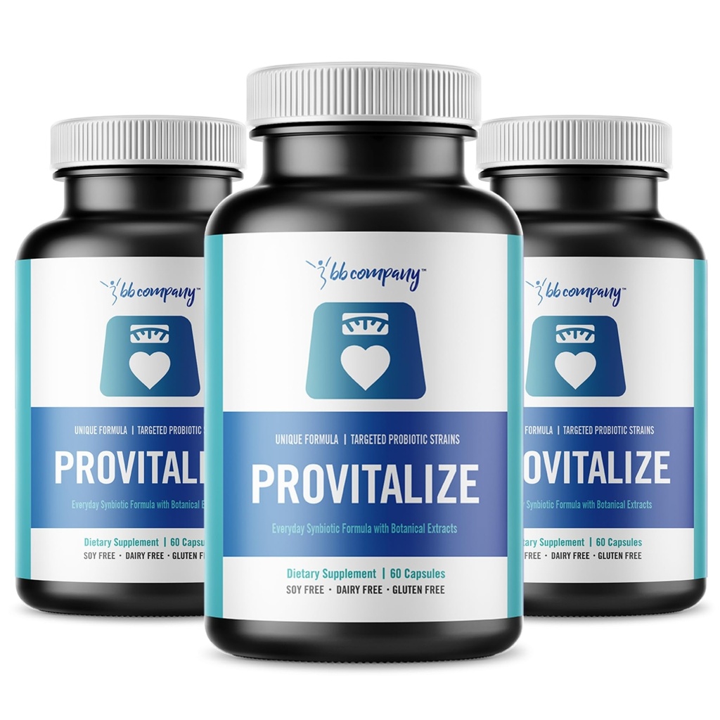 BB Company Provitalize Womens Probiotic, Menopause | Felles støtte, sexy midtseksjon kurver, Digestiv helse, Menopause Bloat | Turmeric Curcumin Moringa | Emballasje Vary | 3 Package