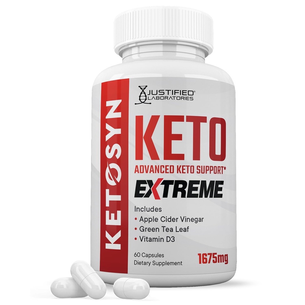 Ketosyn Keto ACV Ekstrem piller 1675 MG Keto støtte blandekapsel alternativ til Keto ACV gummier formulert med Apple Cider Vinegar Extra Jomfru Olive Olje pulver Grønn Te Leaf 60 kapsler