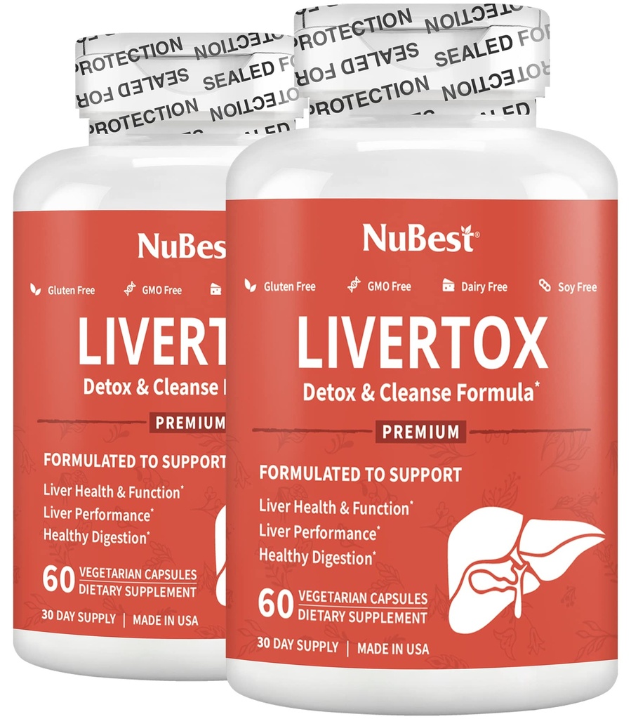 LiverTox - Advanced Liver Detox & Cleanse Formel - Herbal Liver Support med Melk Thistle, Turmeric, Artichoke, Dandelion, Beet & Zinc Hjelper Liver funksjon & Digestion ® Pack 2