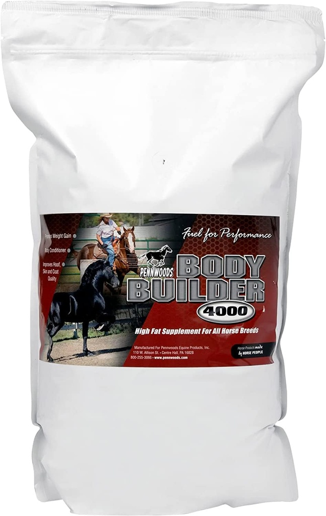 Pennwoods Body Builder 4000, Hestevekt gevinst Supplement, høy fett og energi Hestevekt Builder med Body Conditioning Horse Vitaminer, Forbedrer Hoof kvalitet - 12lb Bag