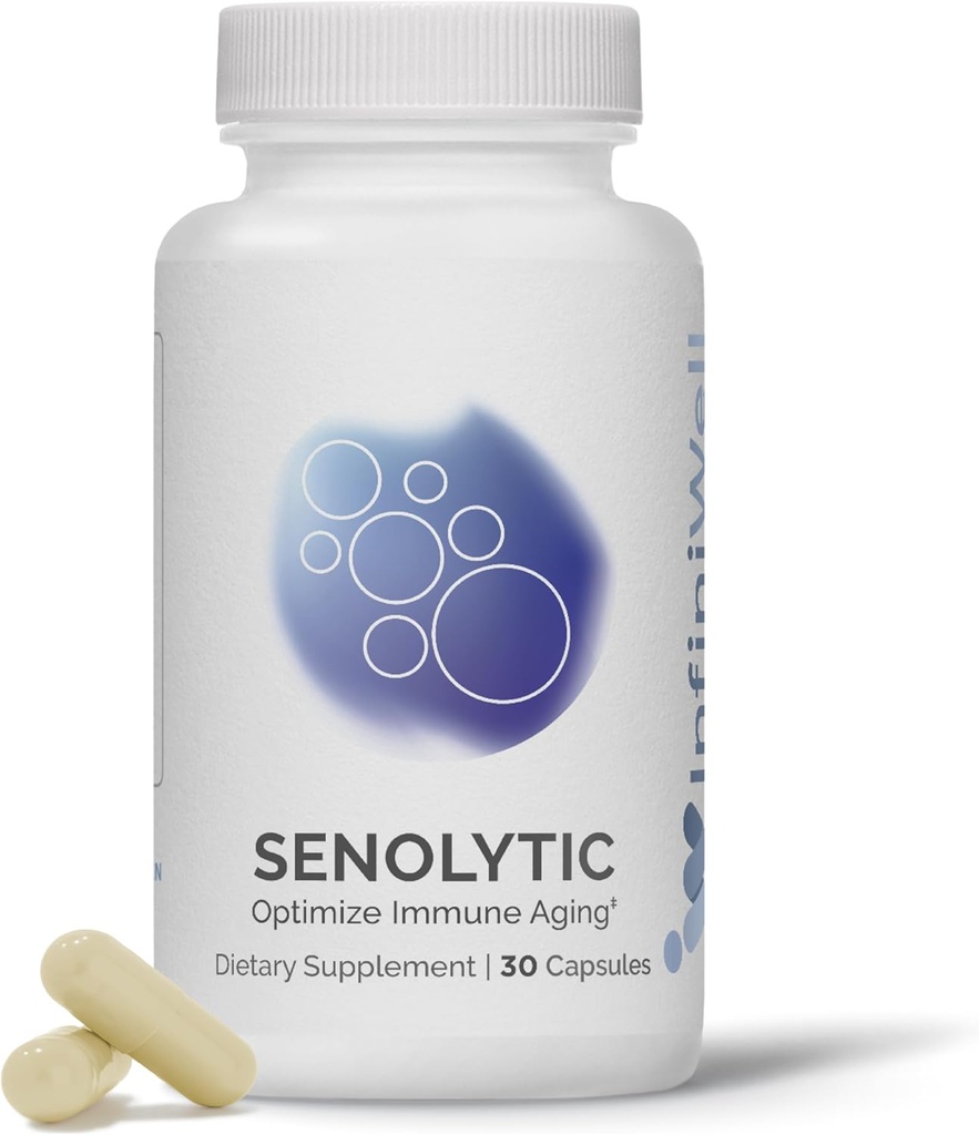 InfiniWell Senolytisk Longevity Supplements - Optimer Cellular Aging, Hjelp Støtte Kognitiv funksjon & nevrologisk prosessering - med Resveratrol, Pterostilbene & Quercetin (30 kapsler)