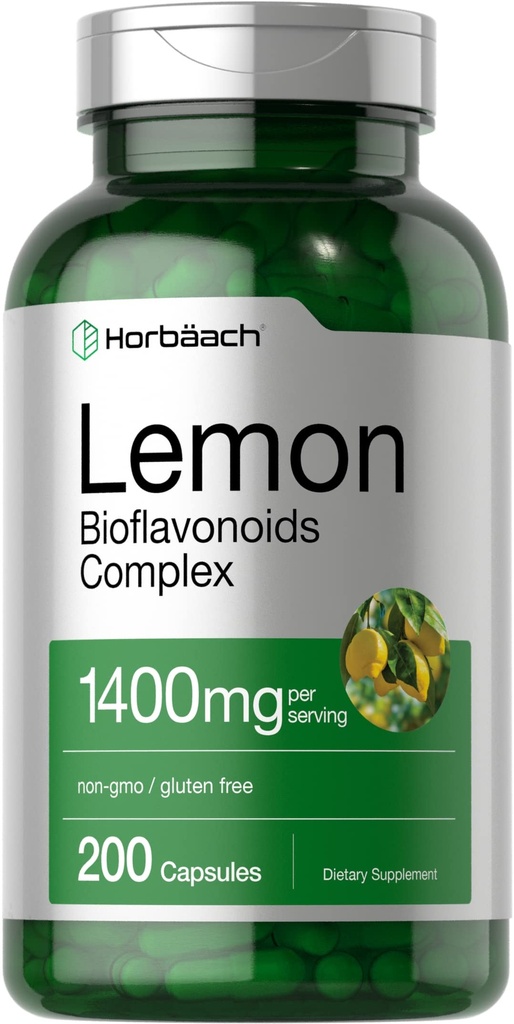 Horbäach sitron Bioflavonoids Supplement | 1400 mg | 200 kapsler | Kompleks med Rutin og Hesperidin | Ikke-GMO og Glutenfri