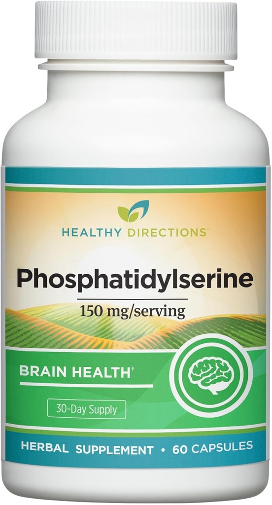 Sunn retning Fosfatidylserin Supplement— 150 mg/Serving, 60 Vegan Capsules for kognitiv helse, hjernefunksjon og sunn hukommelse (30-dagers forsyning)