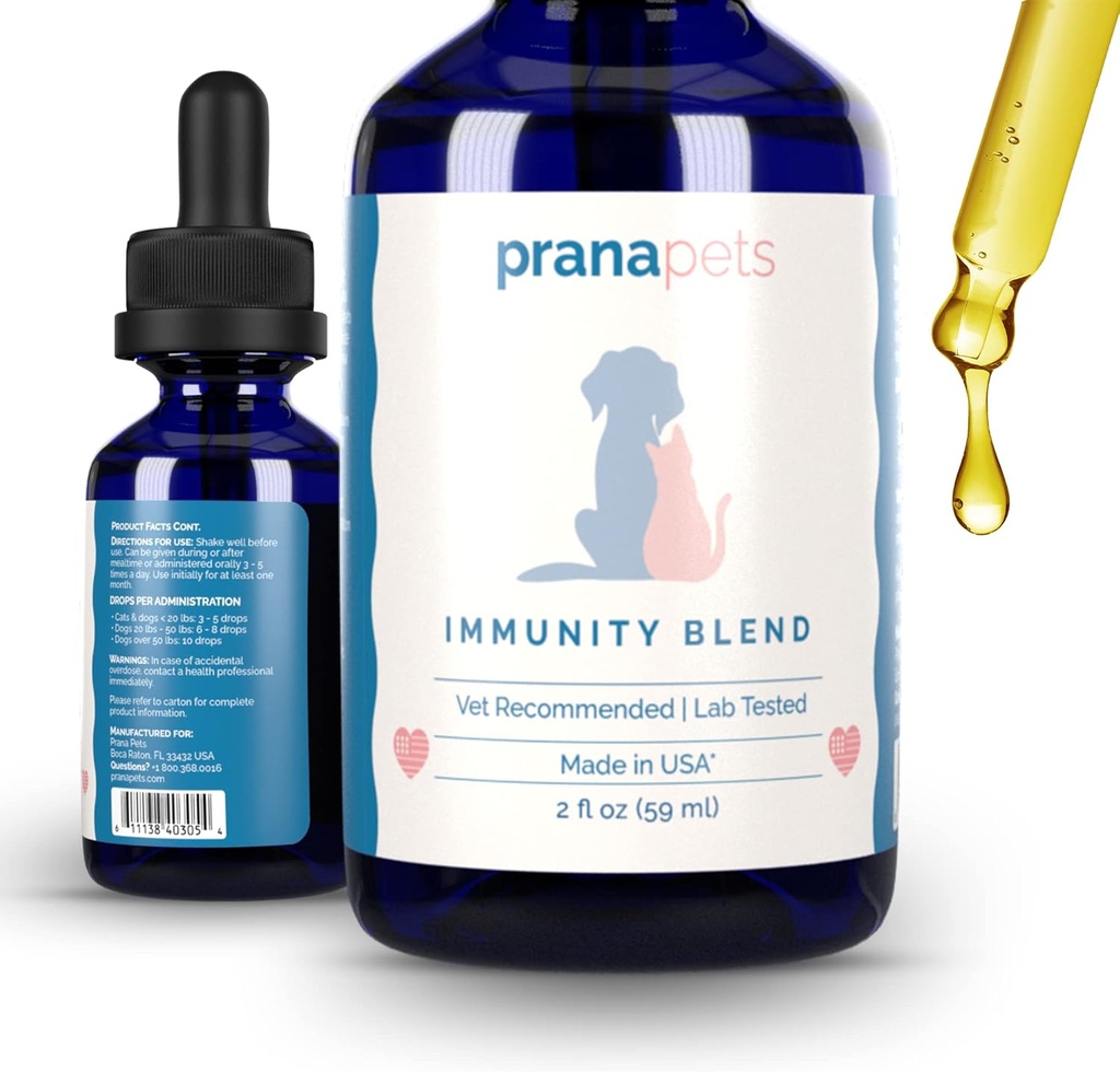 PranaPets Immunitetsblanding Supplement for hunder og katter | Selvfølgelig hjelper til å lindre tretthet og svakhet i Kjæledyr | Fremme økt energi, normal aptit og immun støtte