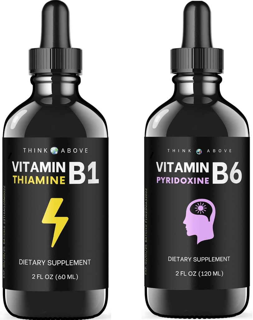Vitamin B6 og vitamin B1 Bundle - 2 oz hver - flytende dråper
