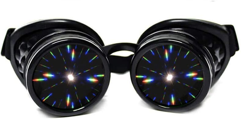 GloFX svart polstret Diffraksjonsbriller, Tinted linser, Limited Edition – Raves, EDM Festival Tilbehør, Lysshow, Klubb, Konsert Wear - 3D Rainbow Prism Fraktal Kaleidoskop