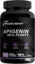 Apigenin Supplement 100 mg fra Kamille Ekstrakt 120 greve - 98% renhet - Apigenin Supplement for søvn, Mood, Kognisjon, Prostata helse - Utmerket søvnhjelp, ikke-GMO, Ingen fyllstoffer - 4-måneders Supply