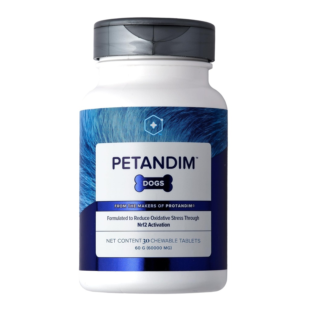 Petandim Hundevitaminer (30 Chewable Tabletter), Antioksidanter Redusere oksidativ stress, Joint Supplement for hunder, hud og Coat Supplement, Omega-3 & Collage for hunder, Kylling + Bacon Flavor