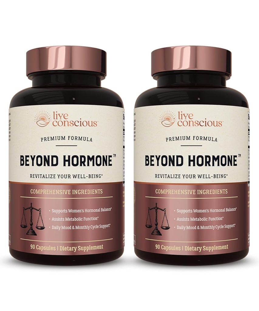 Live Conscious Beyond Hormone Daglig Menopause & PMS Supplement - Metabolisme Støtte og sunn østrogenbalanse for kvinner - Berberine, DIM, Chaste Tree Berry, Maca Root, Myo & D-Chiro-Inositol - 90 Ct.