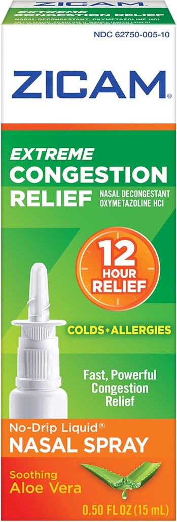 Zicam Extreme Congestion Relief No-Drip flytende Nasal Spray med Soothing Aloe Vera, 0,5 Ounce (pakke på 2)