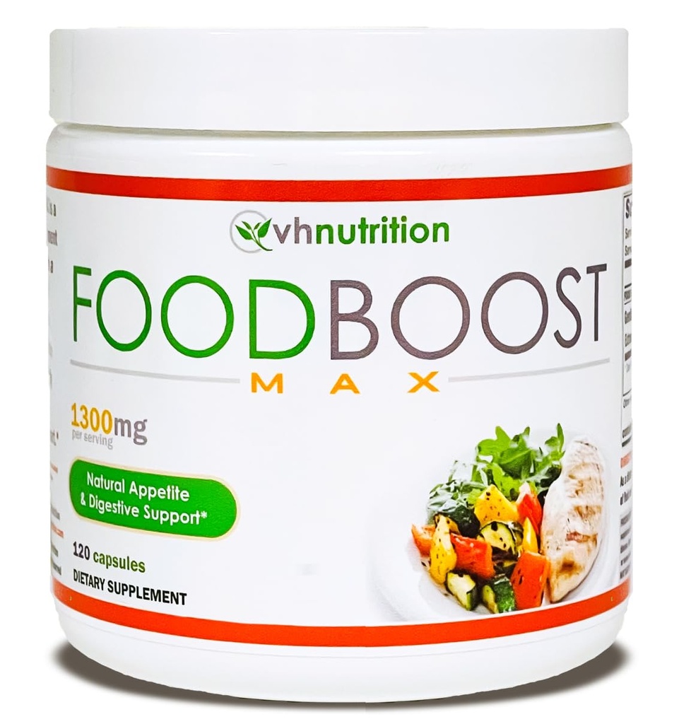 FoodBoost MAX 1300mg Appetitt Stimulant * Vektforsterkningspiller* for menn og kvinner Formulerte med Gentian, Turmuric, Fennel ® 120 kapsler