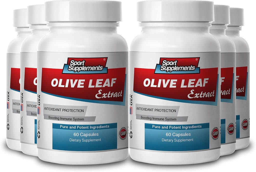 Sport Kosttilskudd Olive Leaf Ekstrakt Kraftig Antioksidant, Immunsystem Helse 500 mg (6 flasker, 360 kapsler)