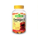 Sesame Street Omega 3 Gummies for barn, 50 mg omega-3 per gummy, 4 måneders forsyning, ingen fiskbar ettersmak, skalldyr gratis kosttilskudd, hjerne og øye støtte, 120 gummies