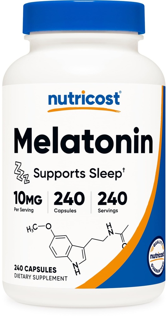 Nutricost Melatonin 10 mg, 240 kapsler, ikke-GMO & Glutenfri