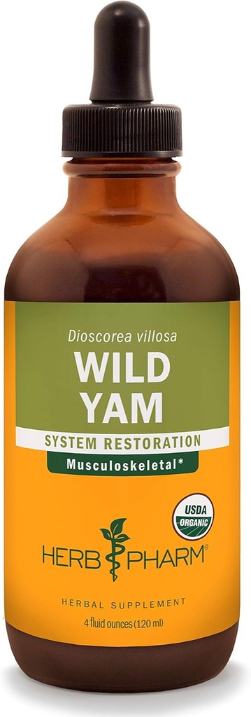 Herb Pharm Certified Organic Wild Yam Liquid Extract for stomatoid System Støtte - 4 Ounce