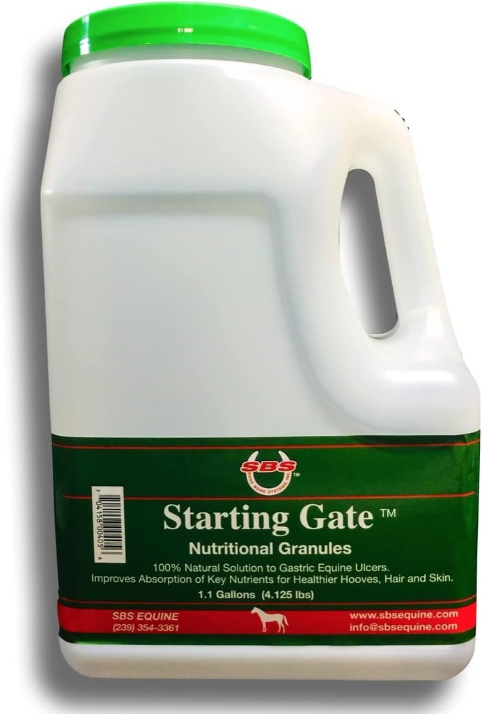 SBS Equine Start Gate Granules - Heste mage Ulcer behandling & Ulcer Relief, Hestetilskudd Formula Scoop for fôr, perfekt prep som hår, hud og hov Supplement (1,1 Gallon)